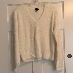 Halogen Fuzzy V-Neck Sweater